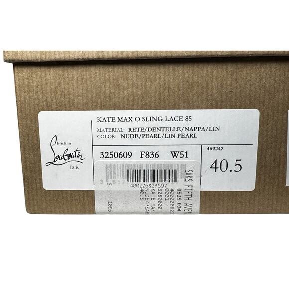 Christian Louboutin NIB Kate Max O Sling Lace Nude Leather Heels Pumps 40.5 NEW - Picture 9 of 9